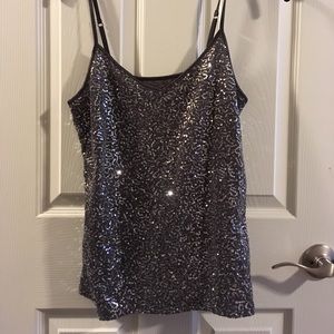 Sequin camisoles (charcoal and silver)